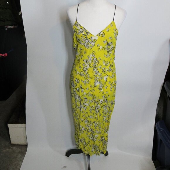 Rag & Bone Women's Yellow Floral Spaghetti Strap Midi Dress Size 4 - Picture 1 of 6